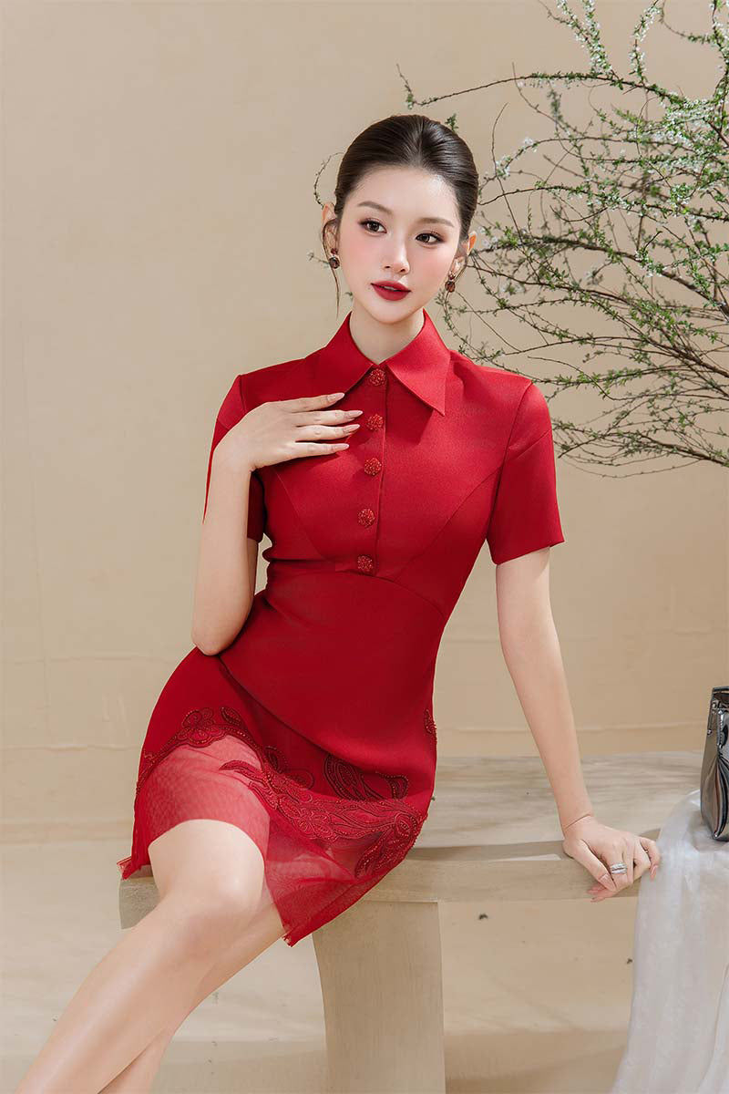 CRIMSON PETAL MINI DRESS | CULT MIA