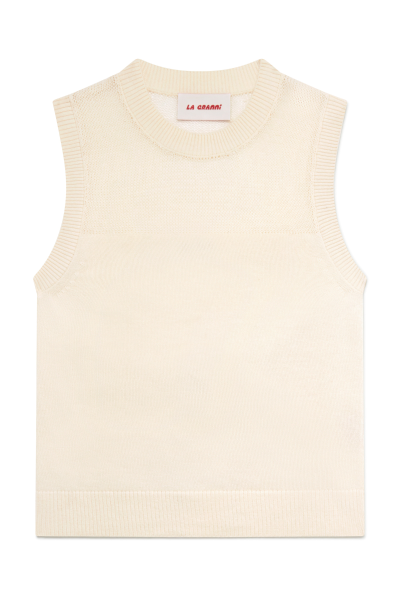Cream-colored LA G top from La Granni, featuring a stylish design and soft fabric, ideal for casual or chic outfits.