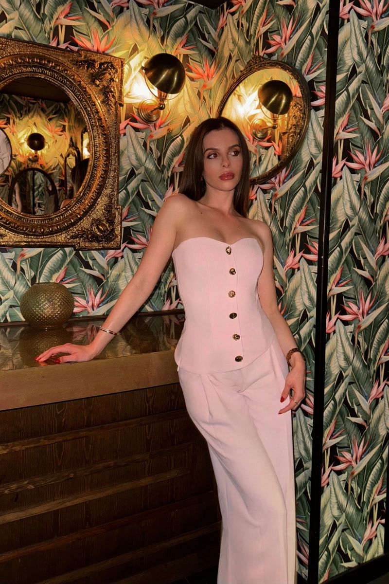 PINK CREPE WIDE-LEG PANTS - CULT MIA