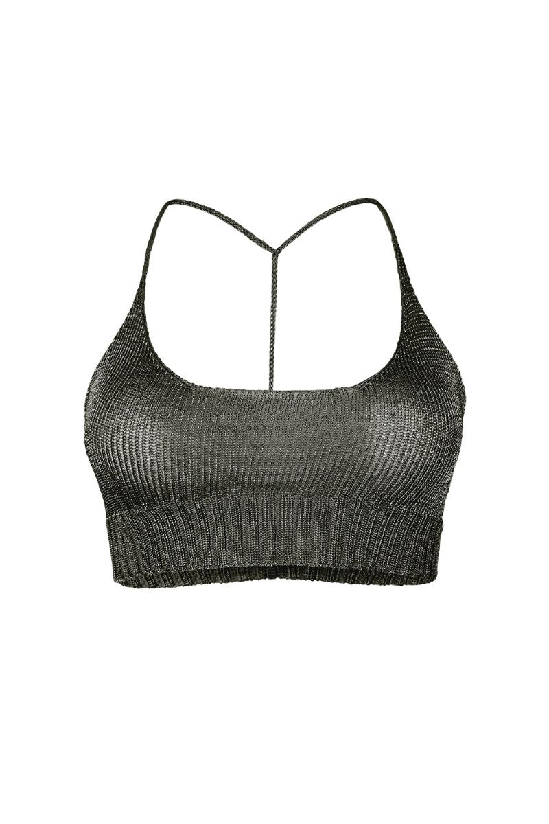 GUNMETAL SPARKLY KNIT BRALETTE - CULT MIA