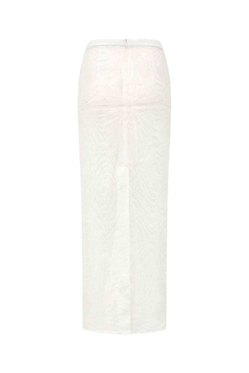 Arti Apparel Tulip Midi skirt in soft fabric, showcasing its elegant, flowy design and floral-inspired pattern.