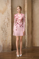 Rosee de Matin The Cherry Blossom Mini dress, a stylish short dress with floral cherry blossom pattern and lightweight fabric.
