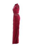 Aquarel Studio Gaia maxi dress with flowing fabric and floral pattern, displayed on a mannequin.