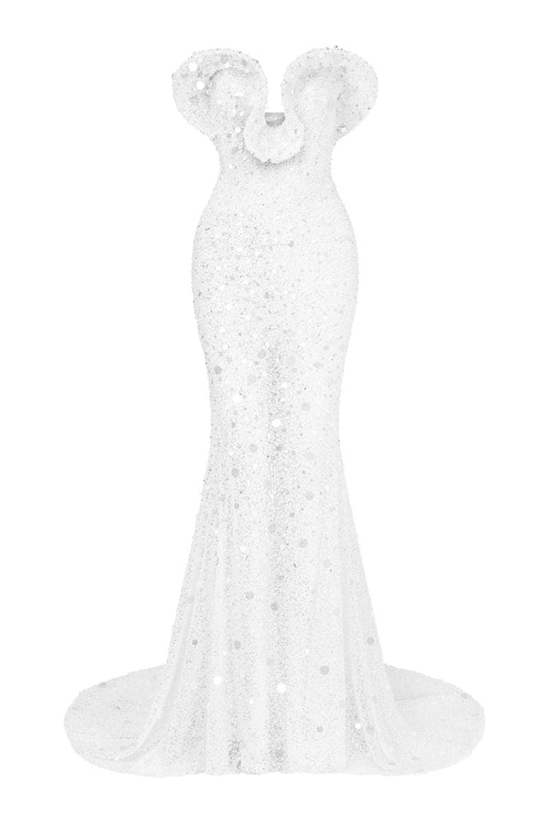 CHLOE OFF-SHOULDER BEADED MERMAID GOWN - CULT MIA