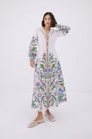 Raishma Angelina white maxi dress with flowing fabric and elegant design, perfect for formal occasions or summer events.