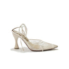 Christin Wu Sienna white embroidered mesh heels with delicate floral embroidery and elegant design for stylish occasions.
