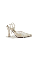 Christin Wu Sienna white embroidered mesh heels with delicate floral embroidery and elegant design for stylish occasions.