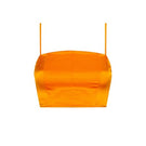 Aaguaclara Papaya Bustier Top in vibrant orange with fitted design and sweetheart neckline, displayed on a mannequin.