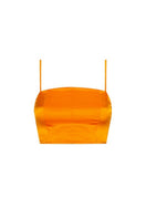 Aaguaclara Papaya Bustier Top in vibrant orange with fitted design and sweetheart neckline, displayed on a mannequin.