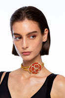 Silver Rose Detailed Necklace by Silvia Gnecchi featuring intricate rose motifs and elegant chain design.