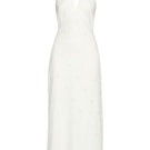 Off-white Turin maxi dress by Summer Away featuring a flowing, elegant design perfect for summer occasions.