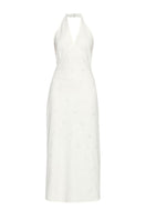 Off-white Turin maxi dress by Summer Away featuring a flowing, elegant design perfect for summer occasions.