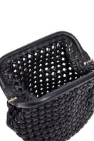 Black leather clutch bag by Adriana Castro from the LA POPA LEATHER collection, featuring a sleek and elegant design.