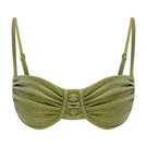 Suncillo Gina sparkly lime green bikini top with shimmering fabric and adjustable straps, suitable for beach or pool wear.