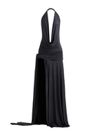 Gray Meadow Dress gown by Deme By Gabriella, elegant flowing gown with soft fabric and subtle design details.