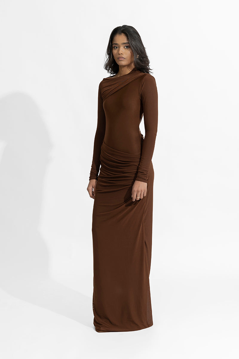 HENA CHOCOLATE BROWN MAXI DRESS CULT MIA Deme By Gabriella — free download