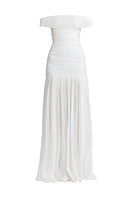 Deme By Gabriella Maria White Maxi Dress featuring a flowing silhouette and elegant design, perfect for summer or special occasions.