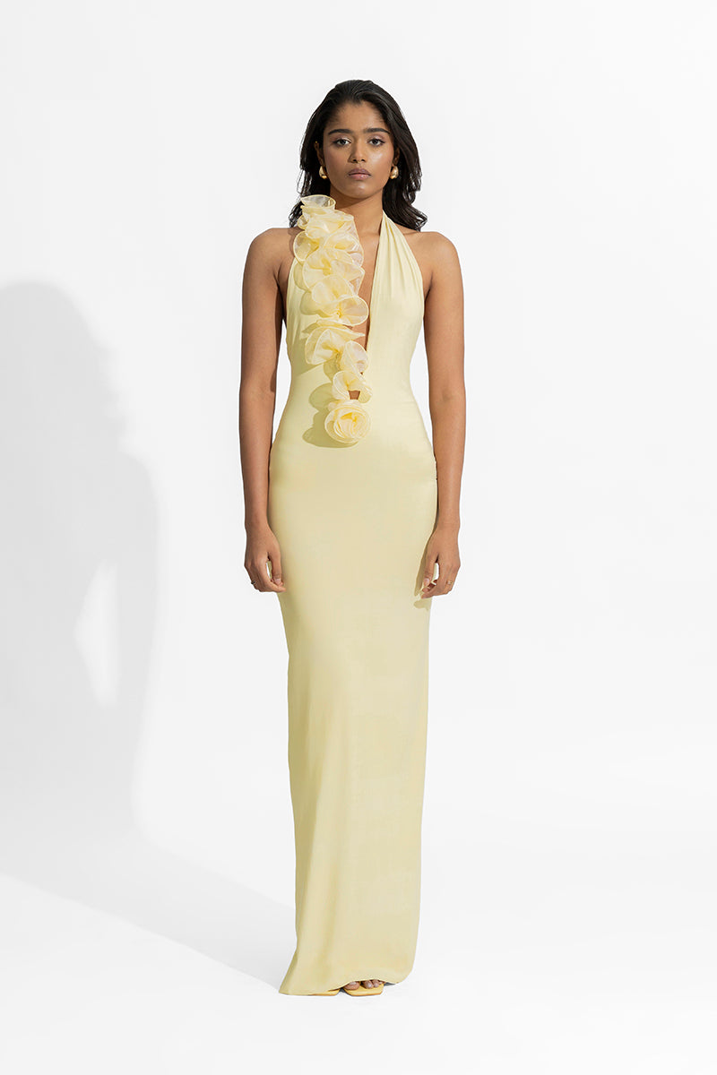ADELA BUTTER YELLOW MAXI DRESS - CULT MIA