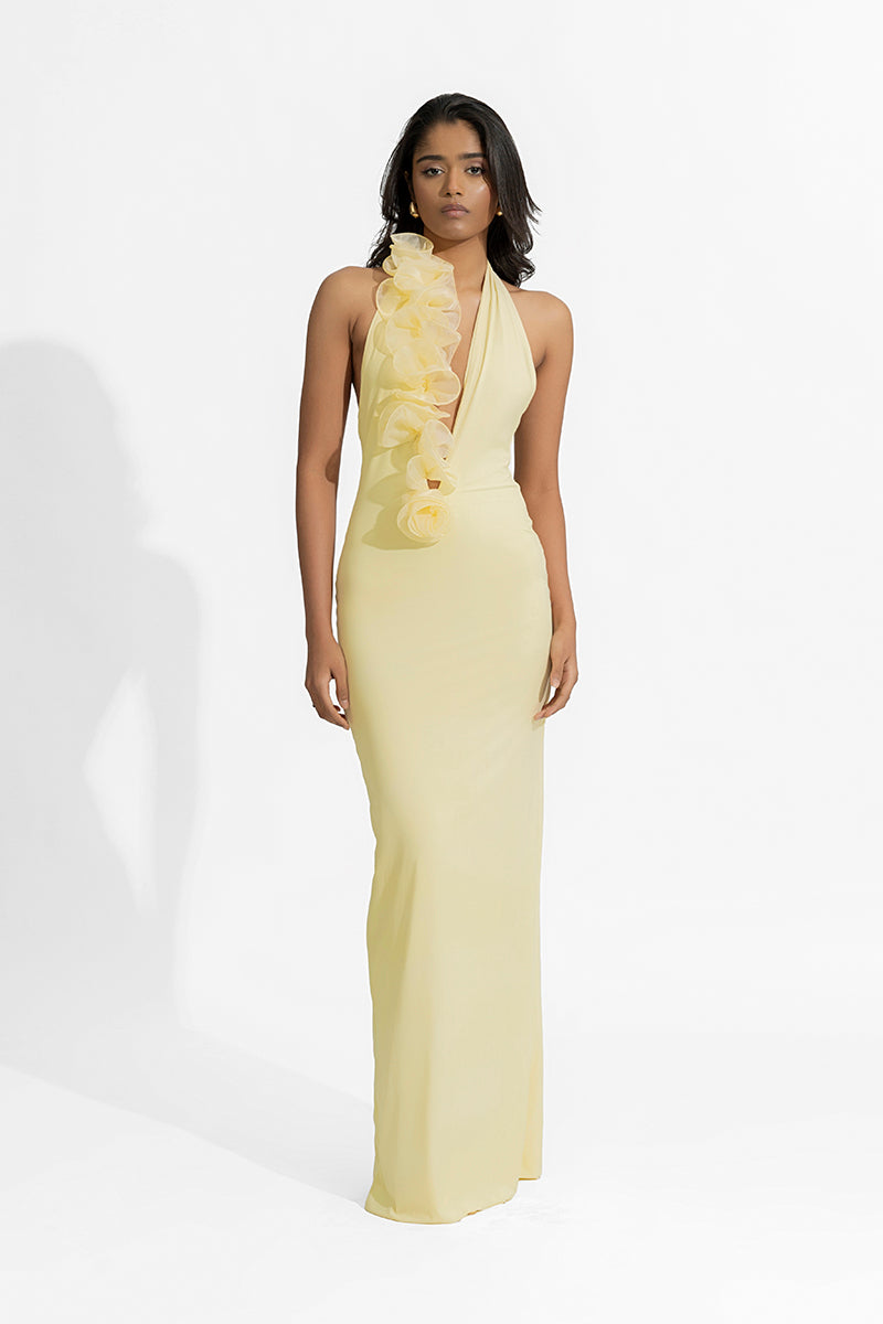 ADELA BUTTER YELLOW MAXI DRESS - CULT MIA