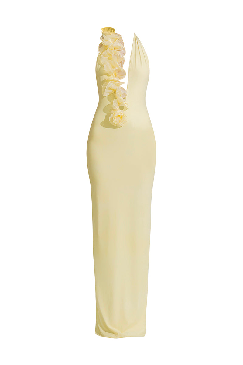 ADELA BUTTER YELLOW MAXI DRESS - CULT MIA