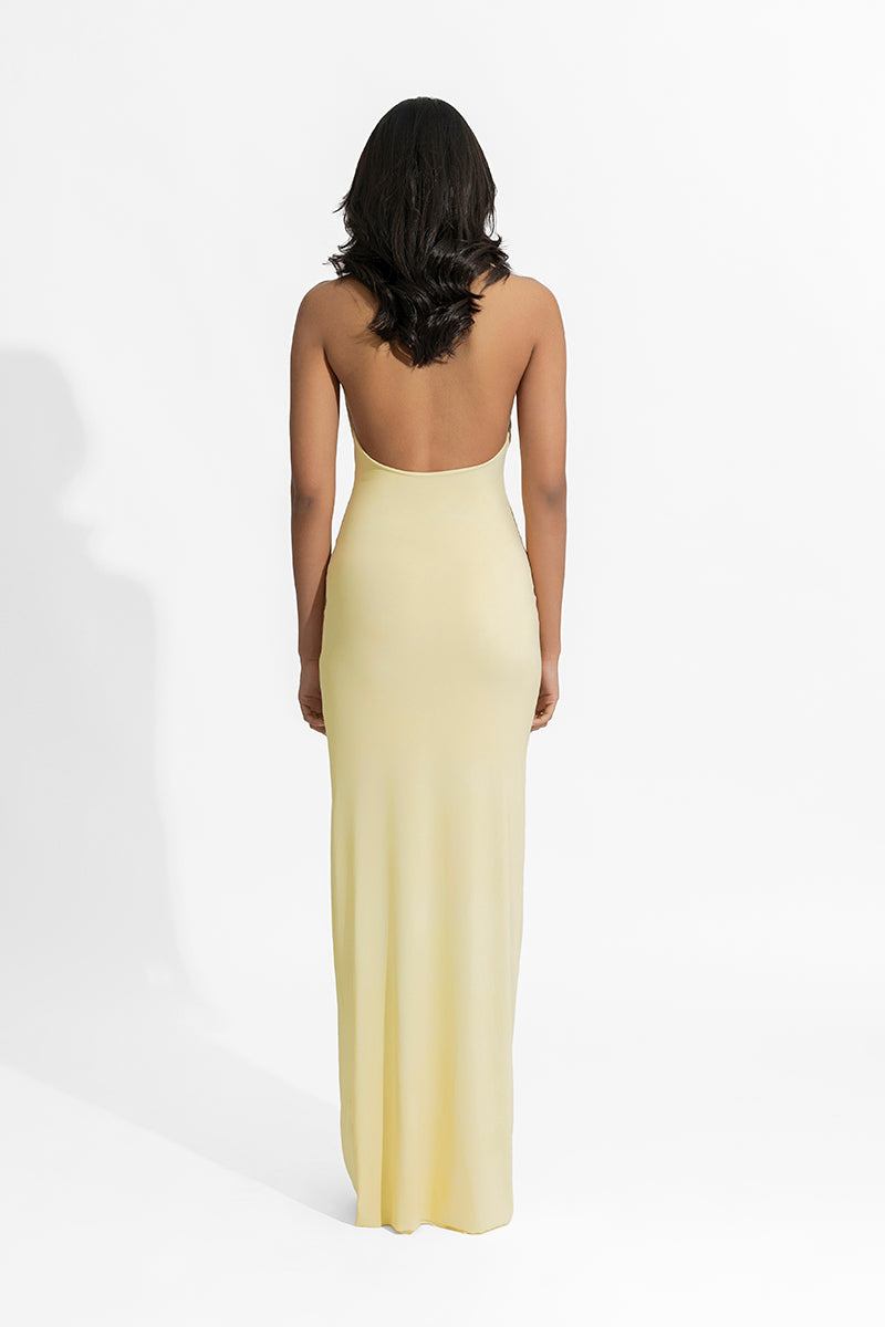 ADELA BUTTER YELLOW MAXI DRESS - CULT MIA