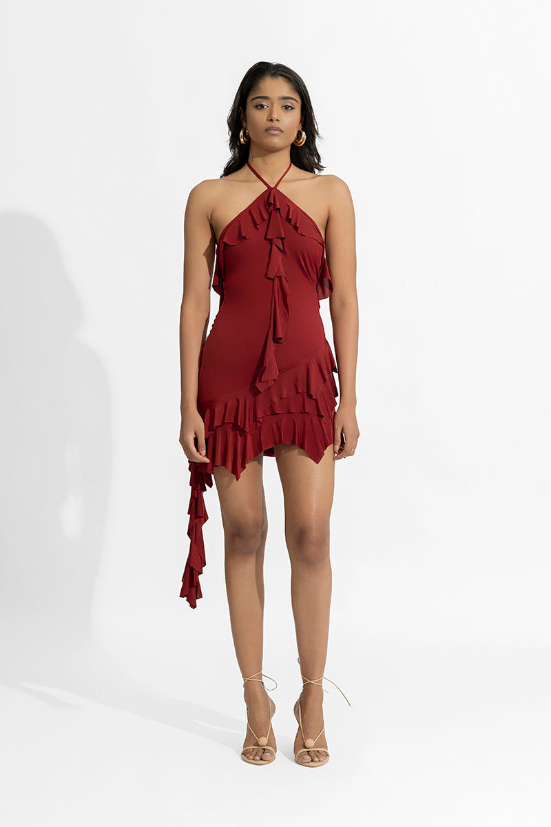 LARYSA MAROON MINI DRESS - CULT MIA