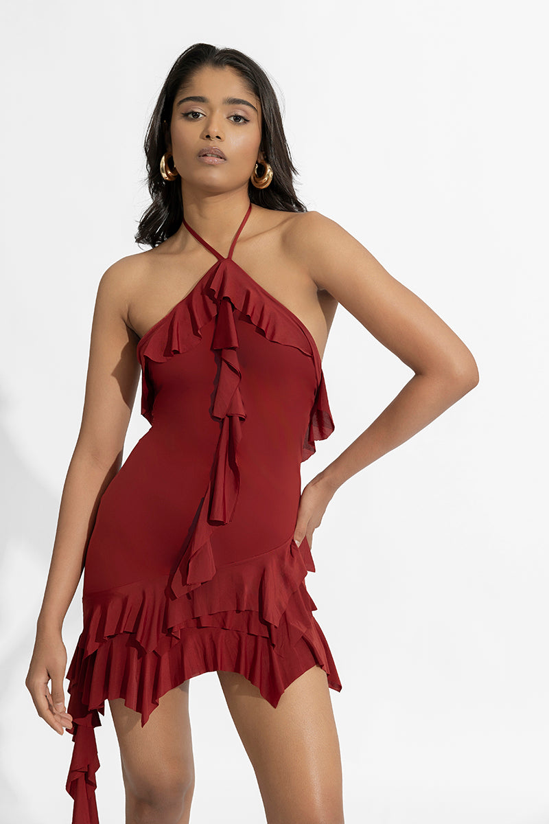 LARYSA MAROON MINI DRESS - CULT MIA
