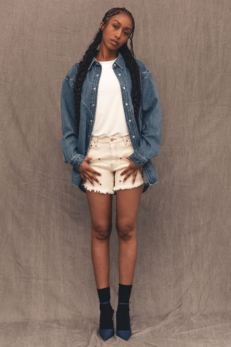 HALEY CREAM DENIM SHORTS - CULT MIA