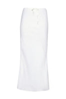 White Pierre maxi skirt by Summer Away with flowing fabric and elegant design, perfect for summer wear.
