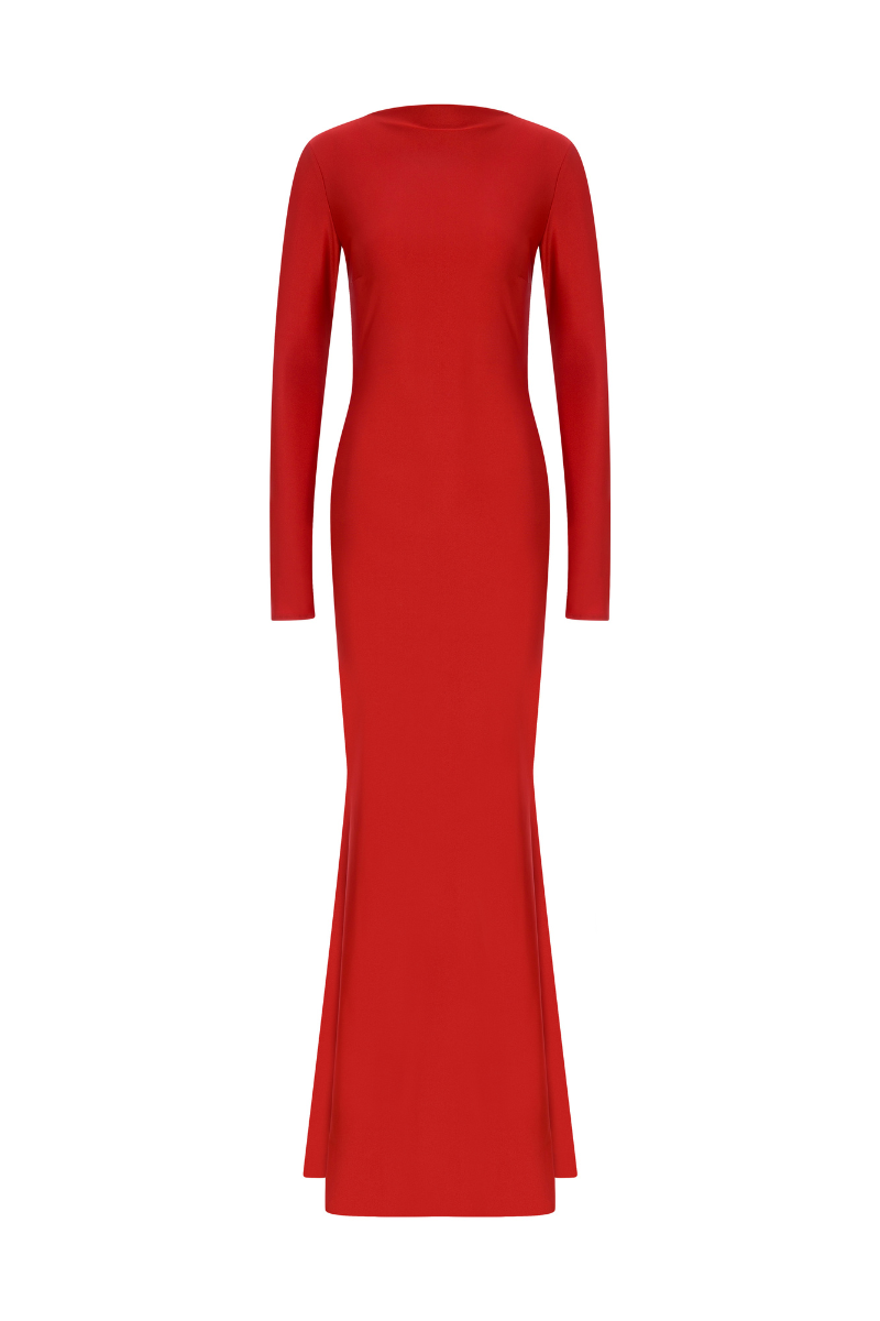 BACKLESS MAXI JERSEY DRESS WITH BEAD DETAILS - CULT MIA