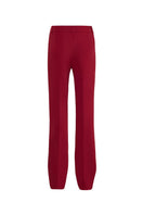 Red crepe pants by CEM with a relaxed fit and stylish design, shown on a model in a full-length view.