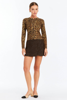 Mestiza New York Isabel leopard brown cardigan with soft knit fabric and classic button closure.