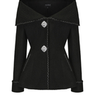 Nana Jacqueline black armor jacket with structured design and padded details, stylish outerwear for a bold fashion statement.
