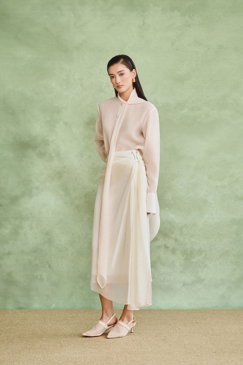 White Plan Ivory Grace Co-ords set featuring a stylish matching top and pants in soft ivory fabric.