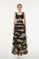 Black Alessia silk taffeta and tulle gown by 21Six, elegant evening dress with flowing fabric and intricate design.