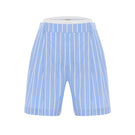 Blue striped Acaria Studio Soulmate Twill Shorts, casual fit with a stylish design, displayed on a neutral background.