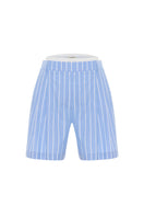 Blue striped Acaria Studio Soulmate Twill Shorts, casual fit with a stylish design, displayed on a neutral background.
