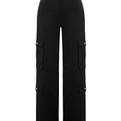 Black Warrior wide pants by Acaria Studio featuring a relaxed fit and stylish design, shown on a model.
