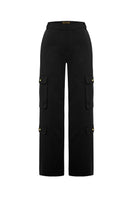 Black Warrior wide pants by Acaria Studio featuring a relaxed fit and stylish design, shown on a model.