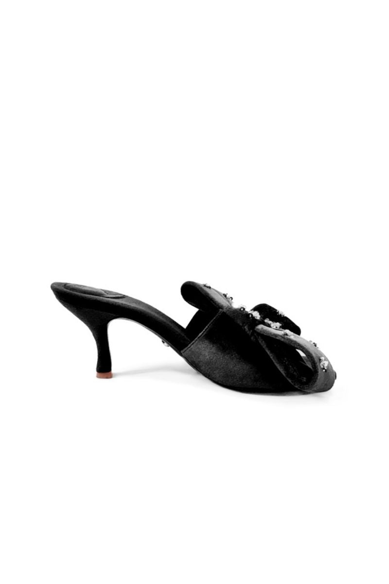 RAINA BLACK BOW HEELS - CULT MIA