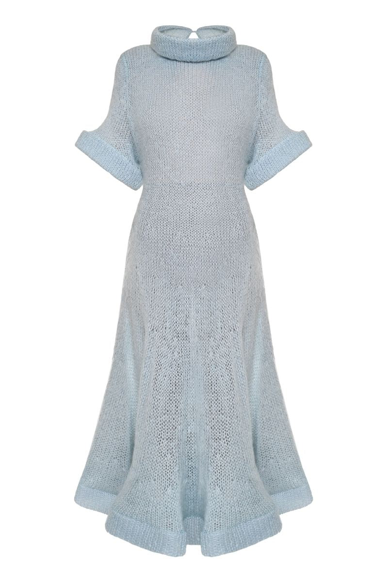 DRAPED MIDI DRESS IN SKY BLUE - CULT MIA