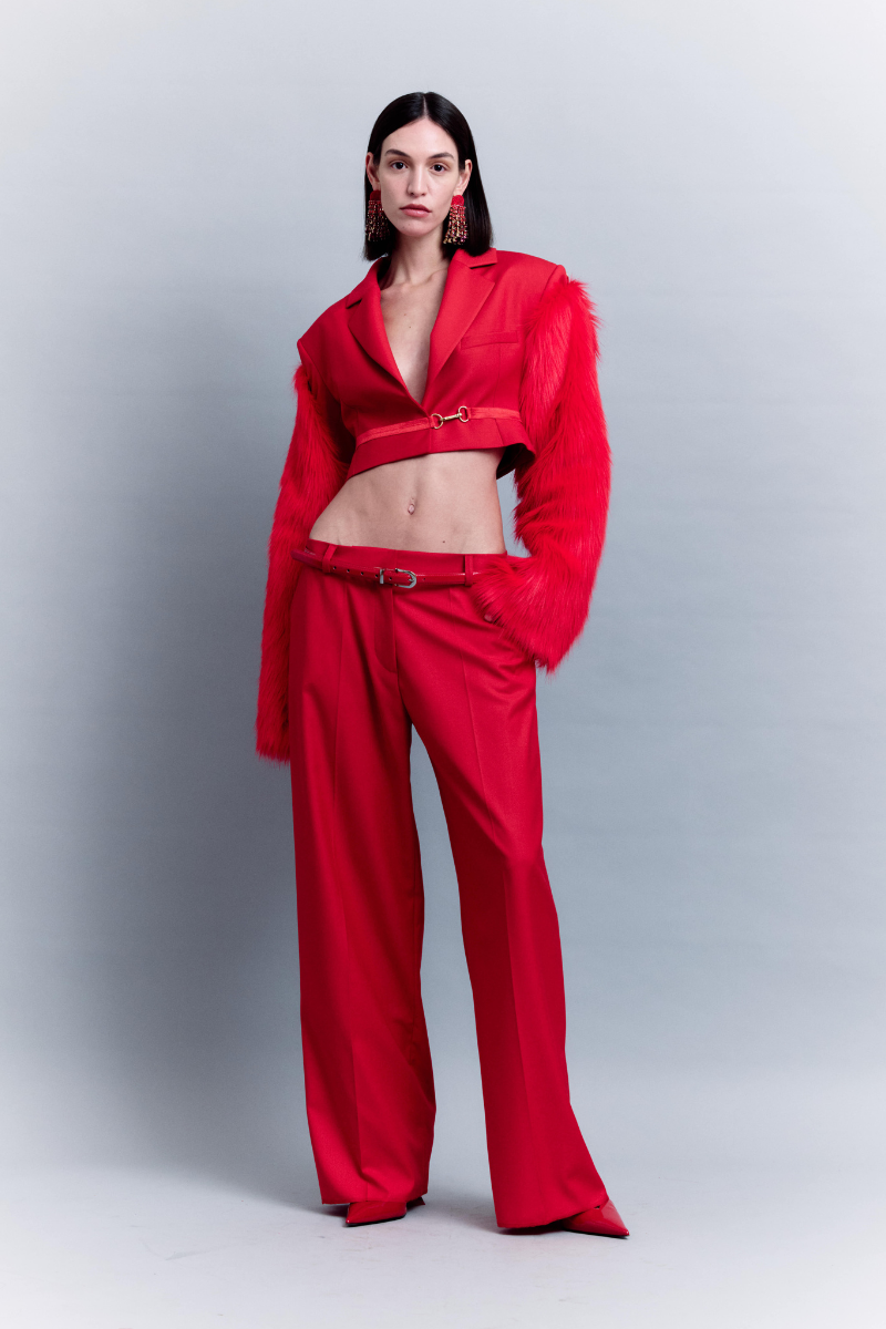 CROPPED JACKET WITH REMOVABLE FAUX FUR SLEEVES - CULT MIA