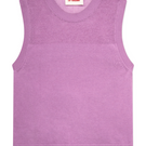 Purple La G Top from La Granni, stylish sleeveless blouse with ruffled details, perfect for casual or semi-formal wear.
