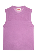 Purple La G Top from La Granni, stylish sleeveless blouse with ruffled details, perfect for casual or semi-formal wear.