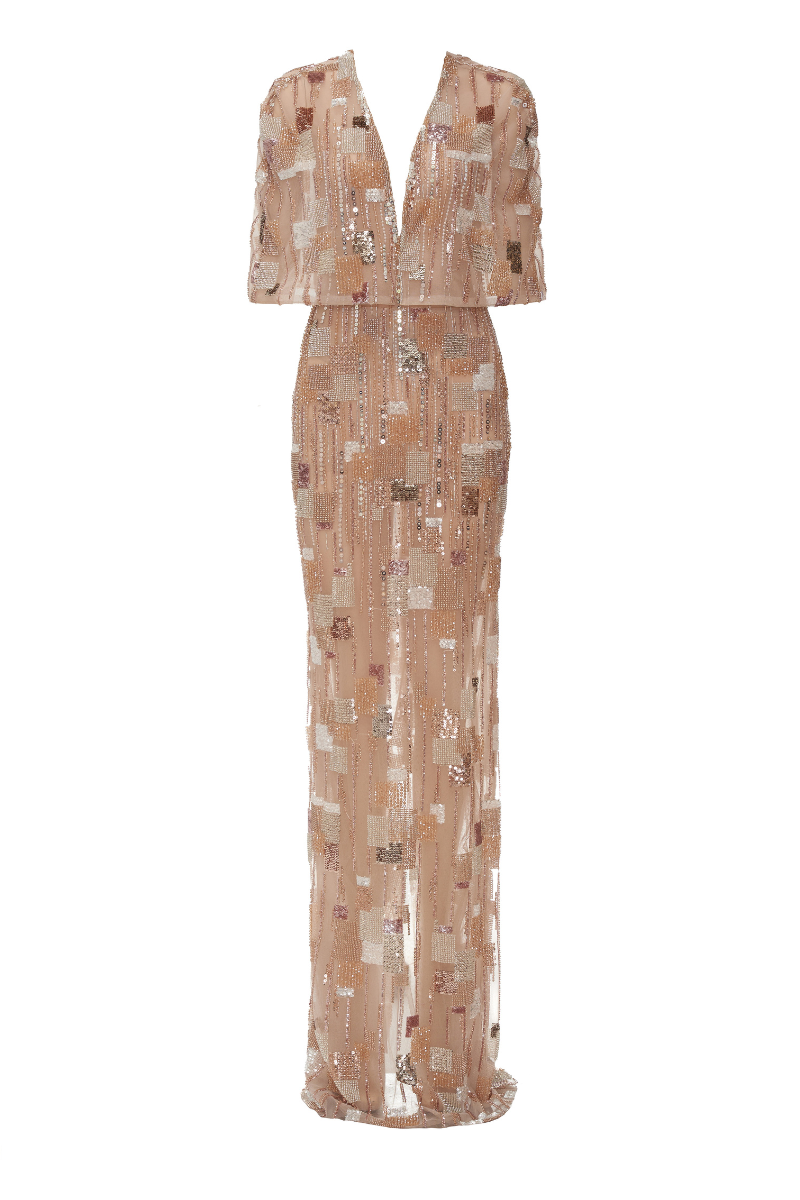 FREEZE PONCHO MAXI DRESS IN NEUTRAL - CULT MIA