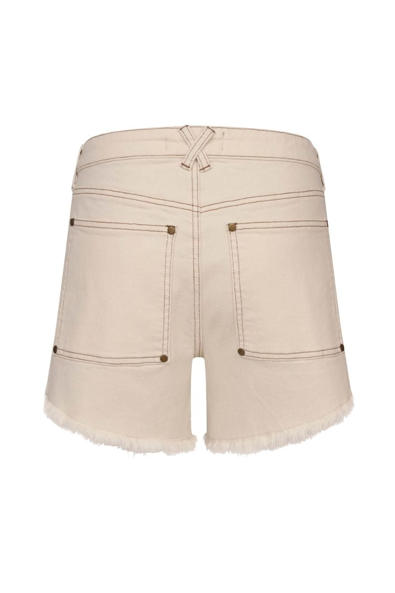 HALEY CREAM DENIM SHORTS - CULT MIA