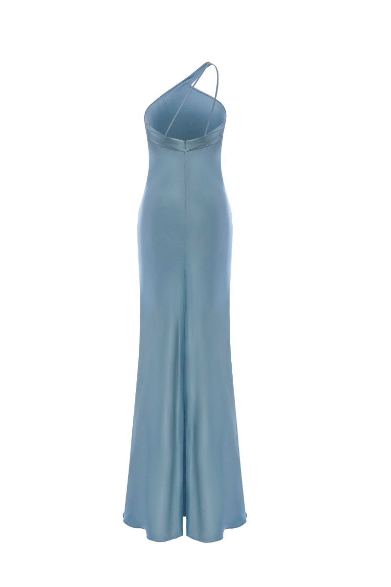 LEKIEU Karlsruhe blue maxi dress with flowing fabric and elegant design, perfect for casual or formal wear.
