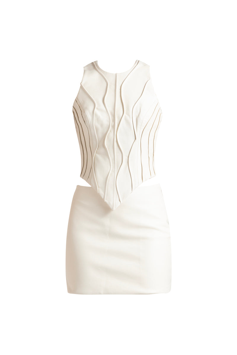 MARLA OFF WHITE TOP AND SKIRT SET - CULT MIA