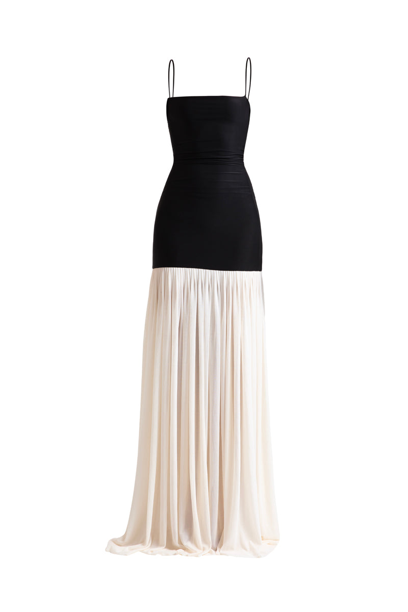 CARA BLACK AND WHITE MAXI DRESS - CULT MIA