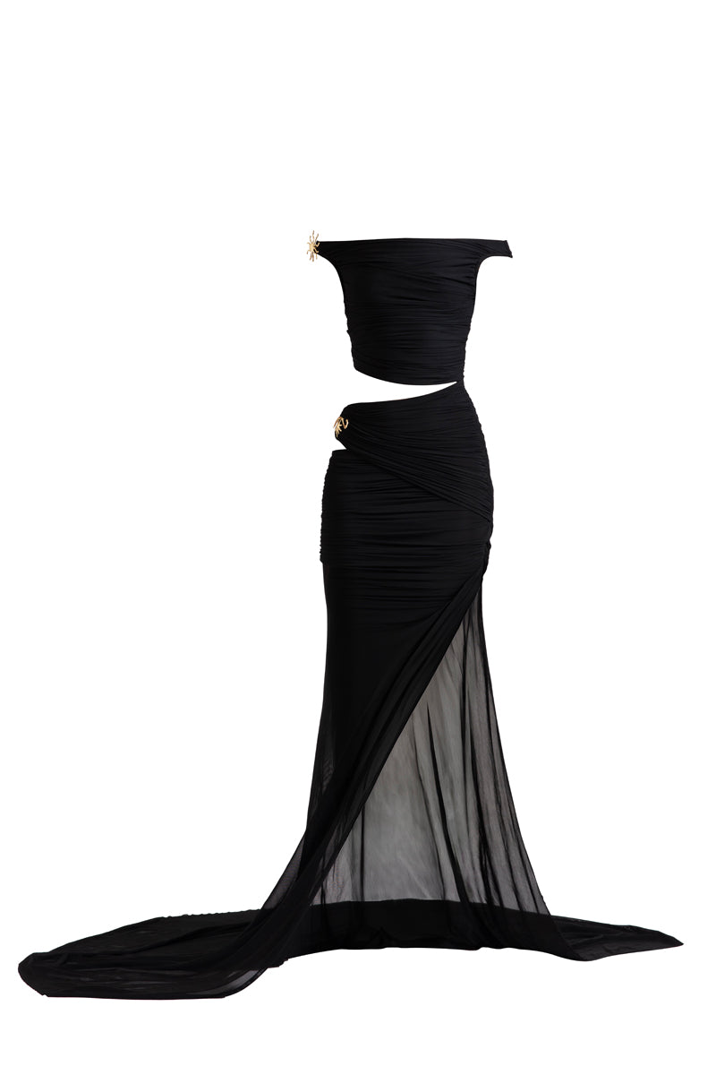 LILIA BLACK MAXI DRESS - CULT MIA